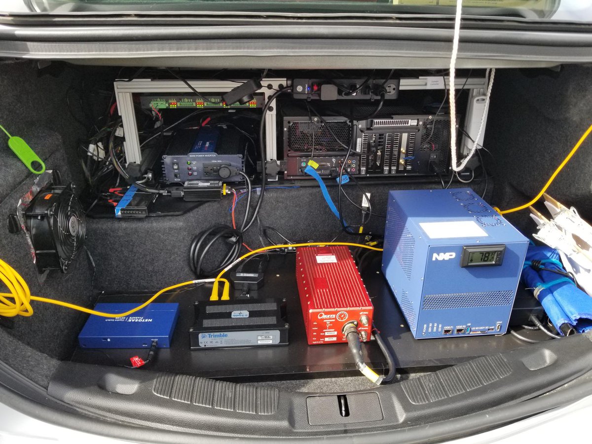 The vehicle’s trunk is packed with sensor equipment. Photo courtesy VSI Labs.