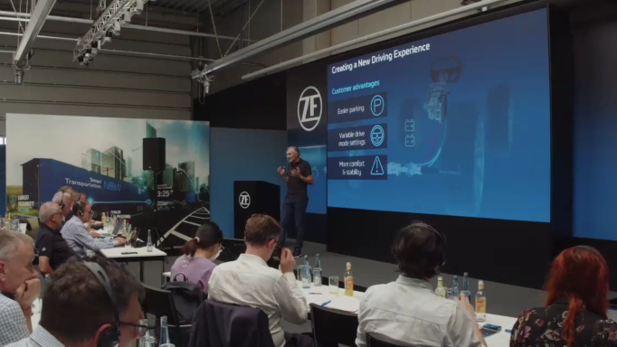 CEO Wolf-Henning Scheider speaks at ZF's Global Technology Day. 