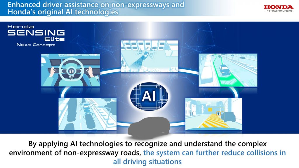 Sensing Elite features enhanced driver assistance on non-expressways using Honda’s AI.