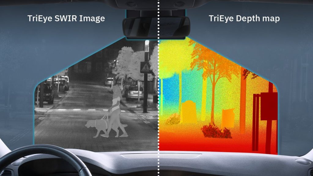 TriEye SWIR image and depth map.