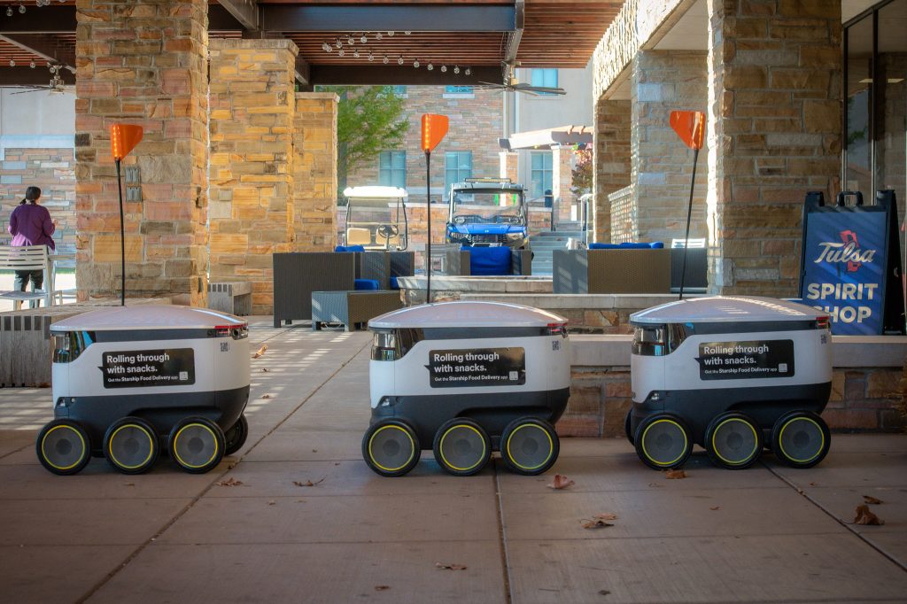 Starship robots on duty at the University of Tulsa.