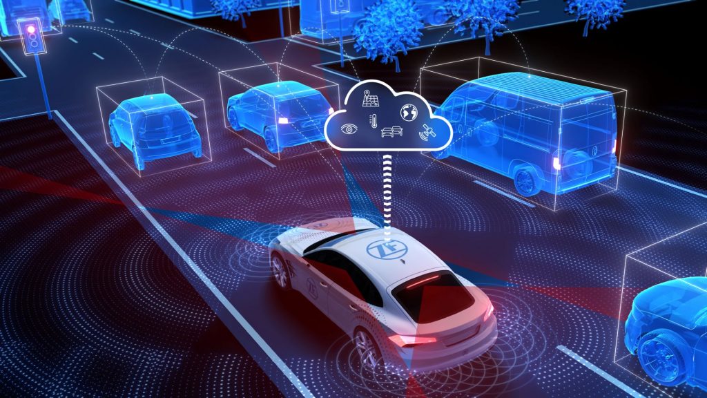 Thanks to ZF ProConnect with Hexagon positioning technology, vehicles can communicate securely and reliably with infrastructure, cloud applications, and satellite navigation systems.