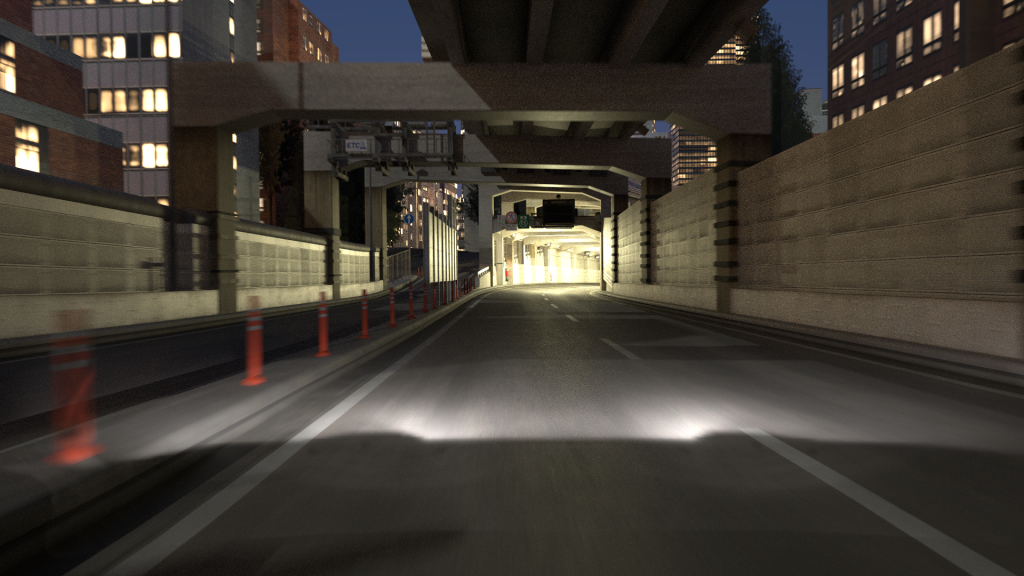 Motion blur in cameras, as illustrated by the traffic cones, is accurately simulated by RFpro.