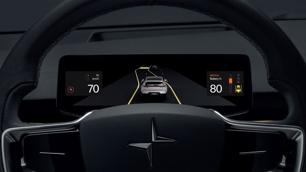 Polestar 3 driver display with Pilot Assist.