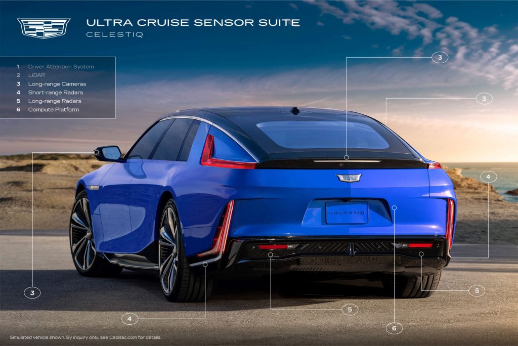The Ultra Cruise sensor suite on Cadillac's Celestiq.