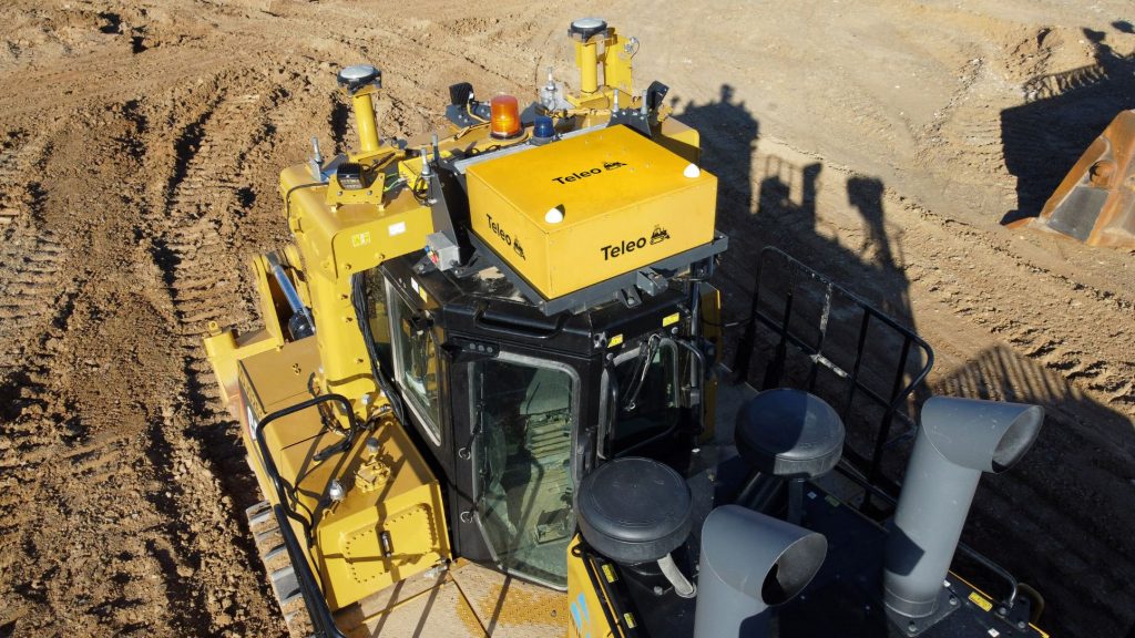 A closer look at the retrofit kit on top of a Caterpillar D10T2 dozer at Teichert’s site in Tracy, CA.