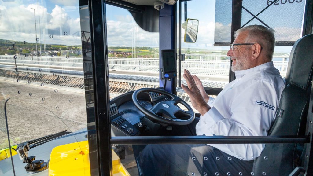 The CAVForth Level 4 autonomous bus requires a safety driver.